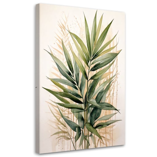 Feeby Obraz na płótnie, Zielone Liście Akwarela Beżowa Natura 40x60