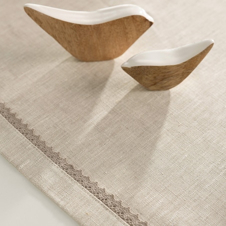 Bieżnik z koronką 40x160 cm 40x160 naturalny len