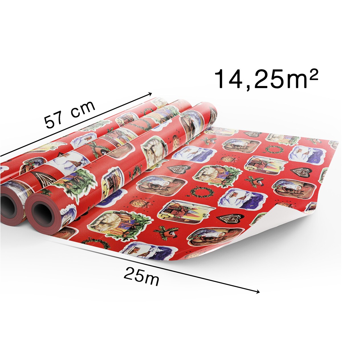 Papier Prezentowy Do Pakowania Prezentów 25 m MEGAROLKA Świąteczny Do Paczek Boże Narodzenie Ozdobny