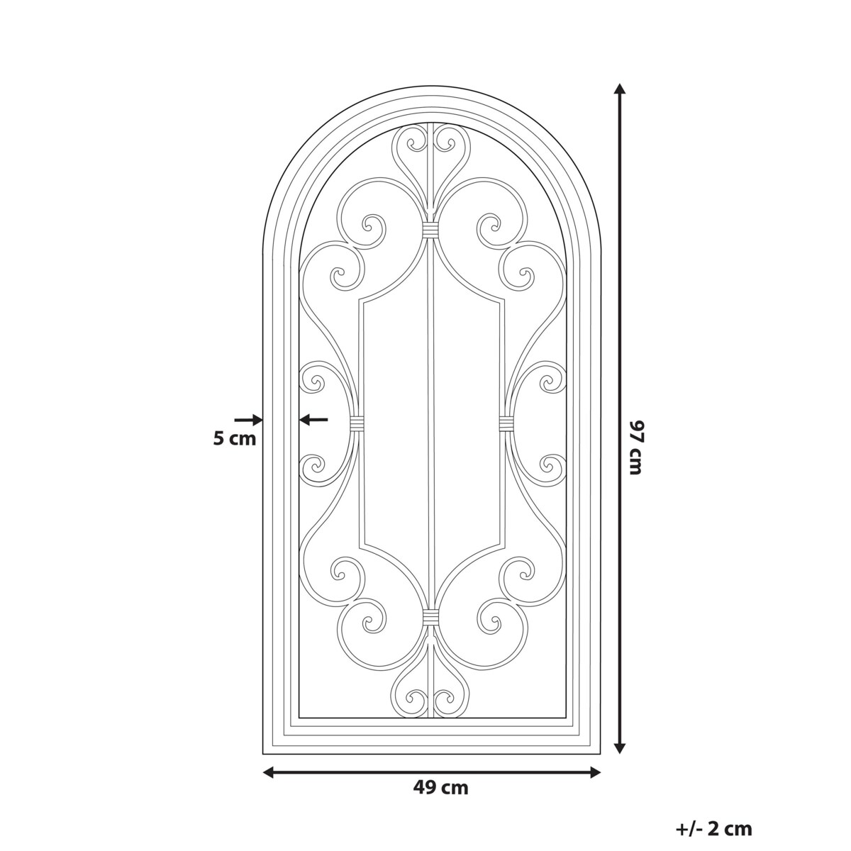 Metalowe lustro ścienne okno 49 x 97 cm złamana biel CAMPEL