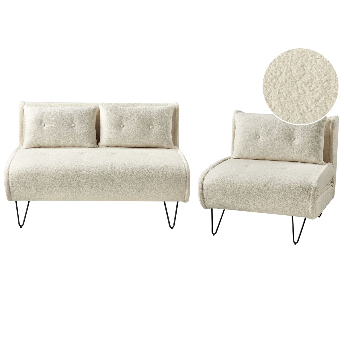 Komplet wypoczynkowy dla 3 osób VESTFOLD Boucle Złamana biel