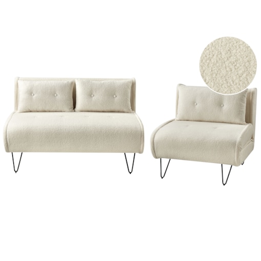 Komplet wypoczynkowy dla 3 osób VESTFOLD Boucle Złamana biel