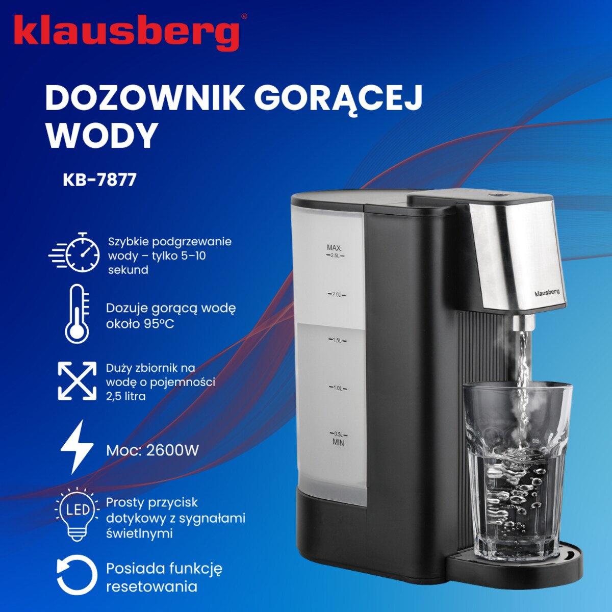 Dozownik dystrybutor podgrzewacz do gorącej wody 2.5L KLAUSBERG