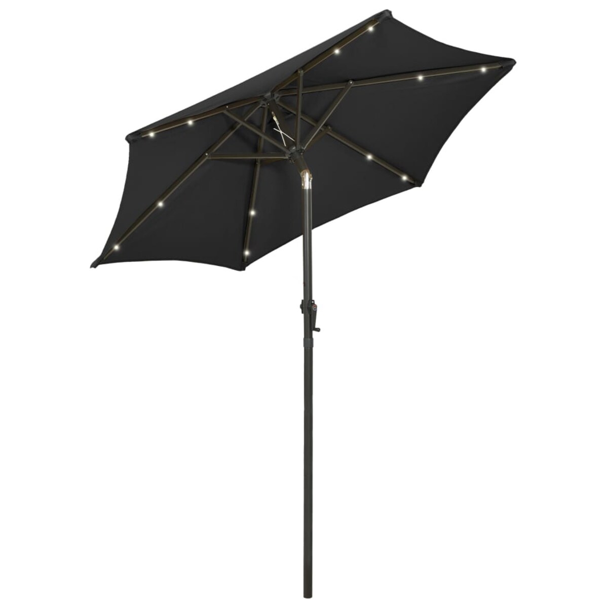 vidaXL Parasol ogrodowy z LED, czarny, 200x211 cm, aluminium