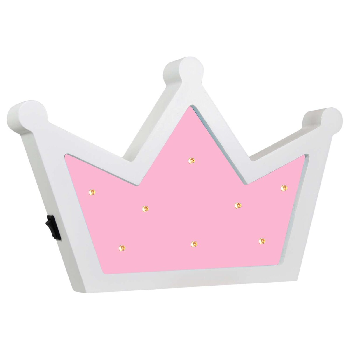 Kinkiet LAMPA ścienna KORONA LED 3300K 310699 Polux dekoracyjna OPRAWA drewniana korona do pokoju dziecięcego różowa biała