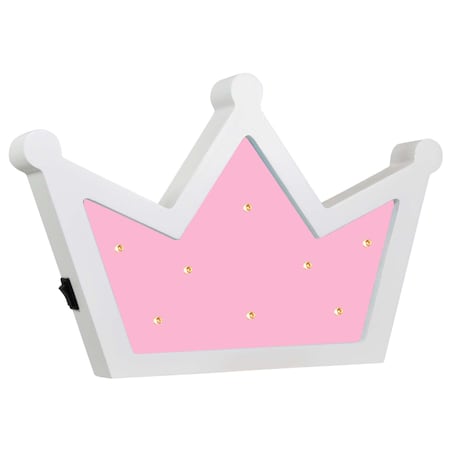 Kinkiet LAMPA ścienna KORONA LED 3300K 310699 Polux dekoracyjna OPRAWA drewniana korona do pokoju dziecięcego różowa biała