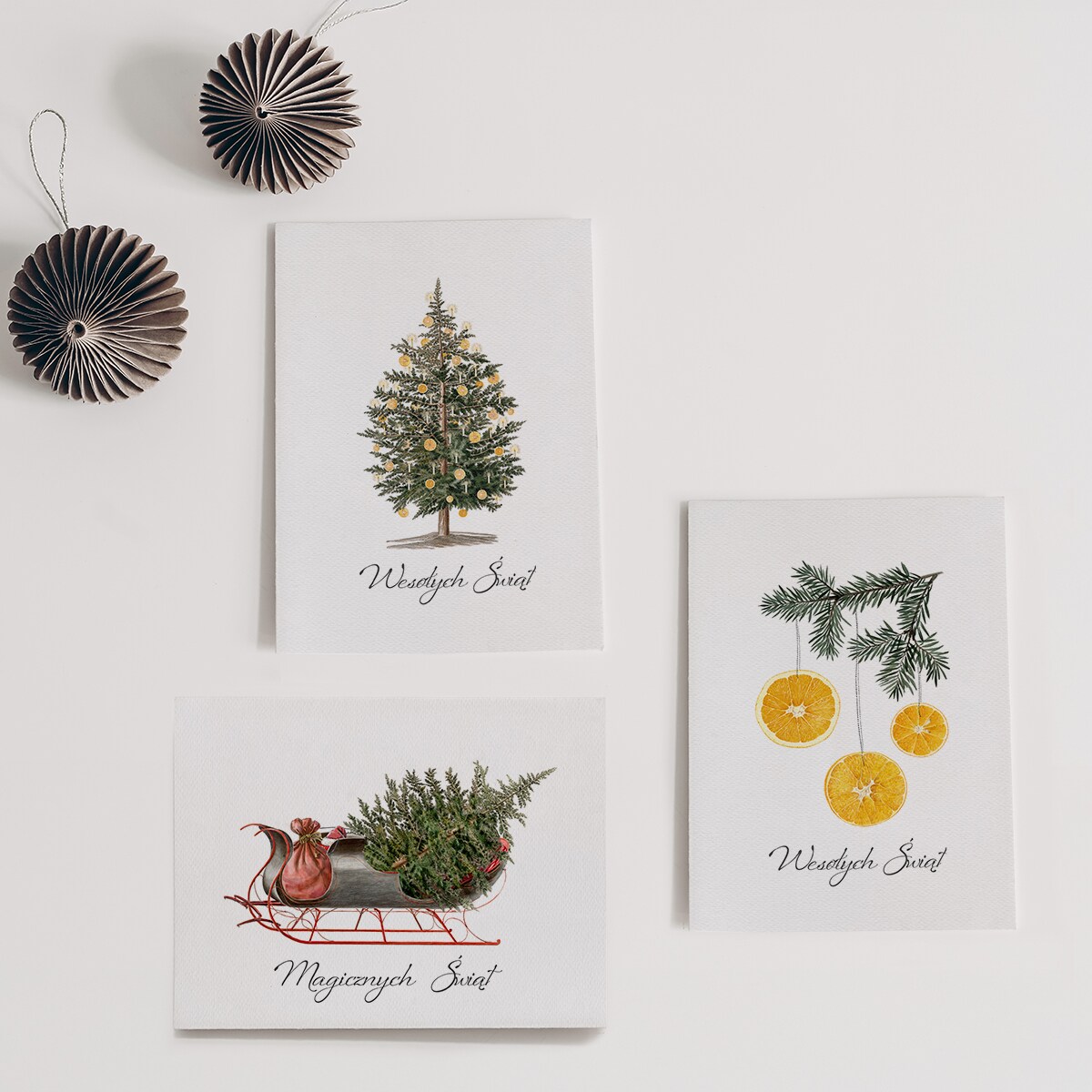Zestaw Sześciu Kartek Świątecznych w Trzech Wzorach 12x17