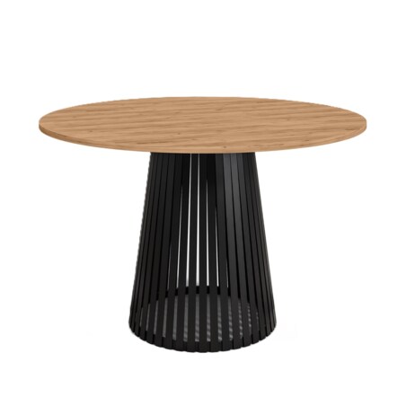 Stół okrągły VIV z lamelami do jadalni , salonu, blat 90 cm-dąb craft złoty