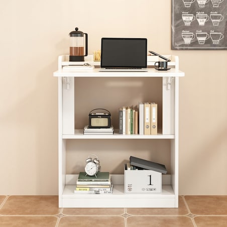 Biurko ścienne składane na laptopa białe szafka półka regał nowoczesne stół