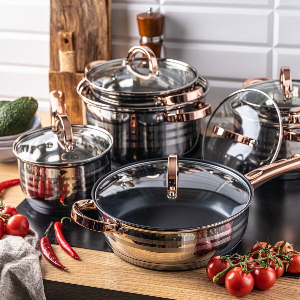 Zestaw garnków stalowych 12 ele. 2.1/2.1/2.9/3.4/3.9/6.6L KLAUSBERG