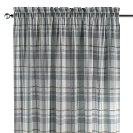 Zasłona na kanale z grzywką 1 szt. 130x260 kratka zielono-szary melanż