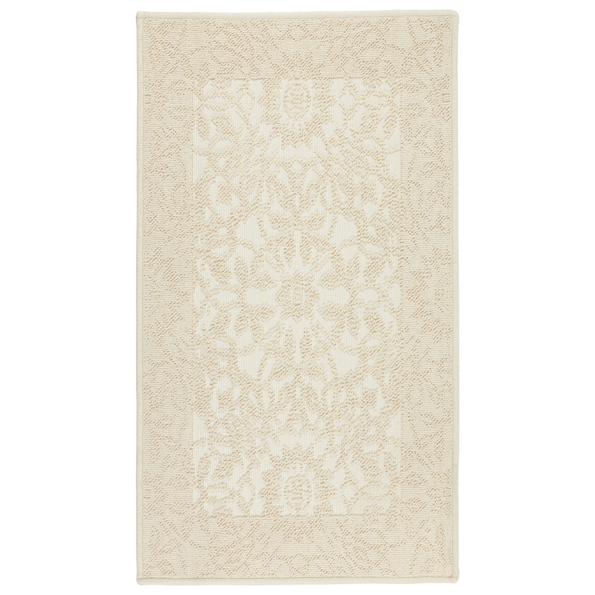 Dywanik łazienkowy Lino 73x135 cm bawełniany ornament beżowy