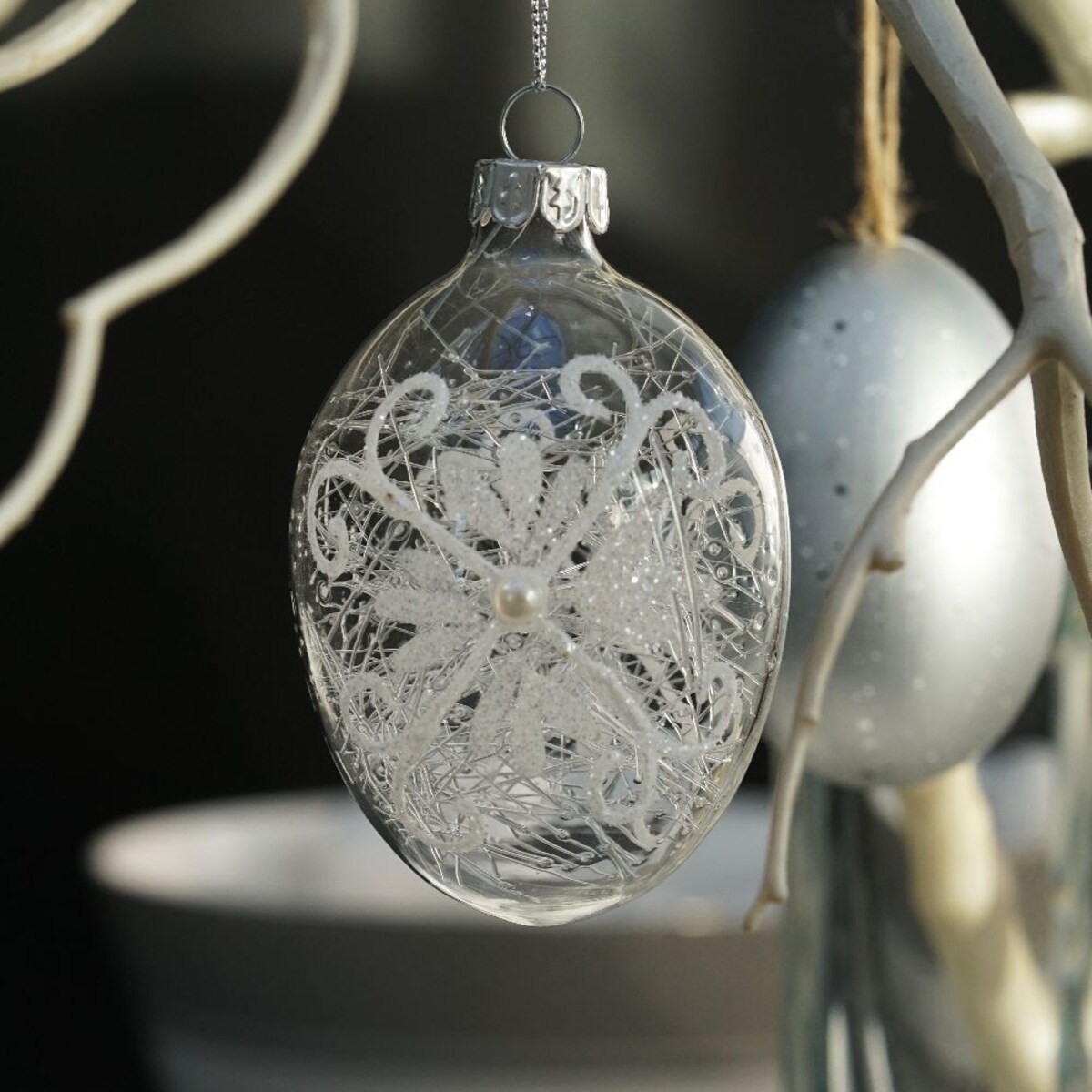 VILLA ITALIA Bombka jajko szklane dekorowane 8,5 cm