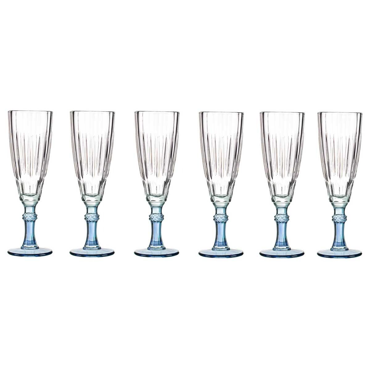 Kieliszek do szampana z kolorową nóżką, 170 ml, 6 sztuk