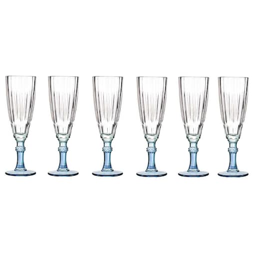 Kieliszek do szampana z kolorową nóżką, 170 ml, 6 sztuk