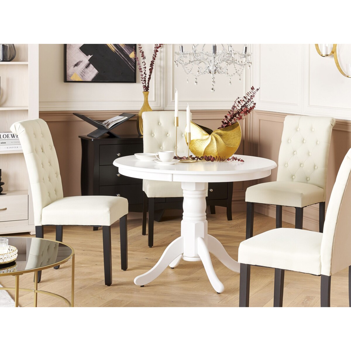 Stół do jadalni okrągły 100 cm biały AKRON