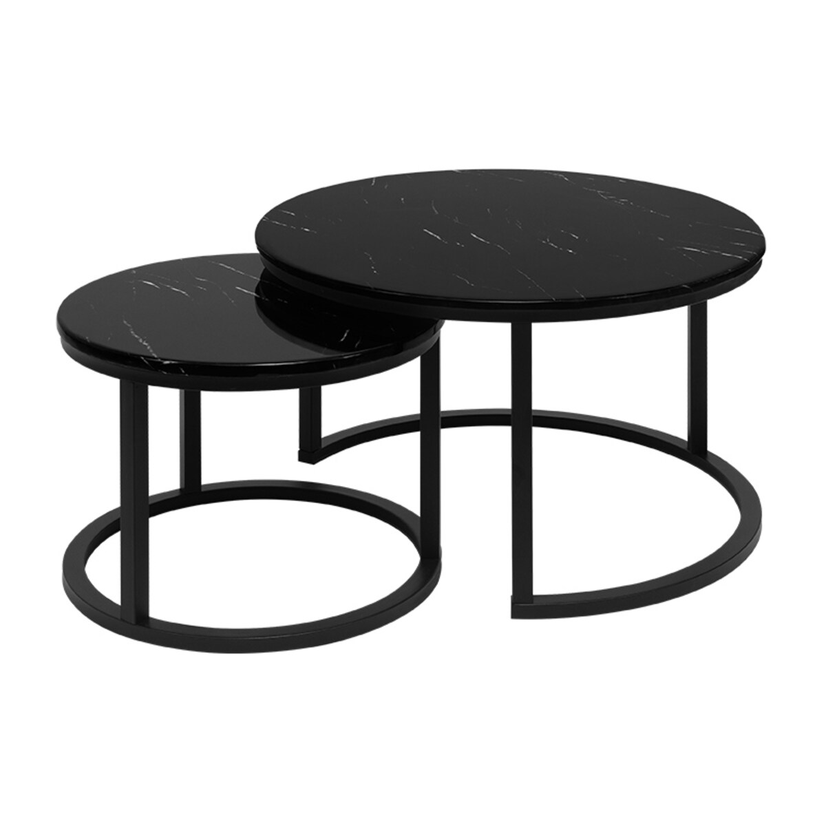 Stolik kawowy okrągły 2w1 biały marmur zestaw 2 stolików kawowych glamour