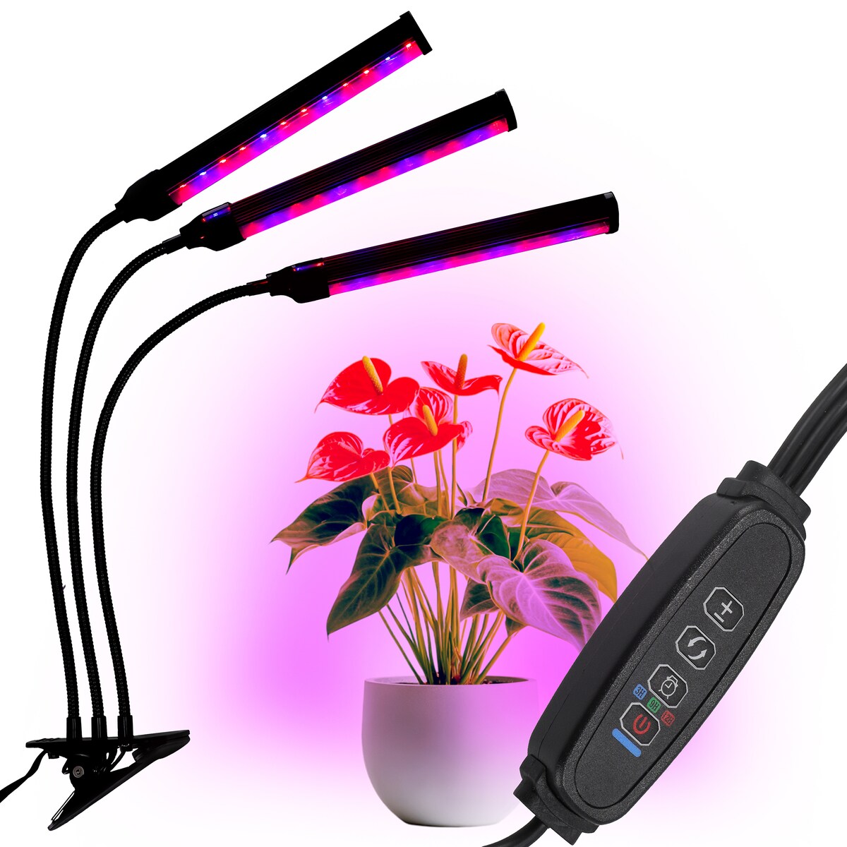 Lampa Led Do Wzrostu Roślin 72 Diod Timer 25 W Uprawa Roślin Do Domu Z Zasilaczem Sieciowym