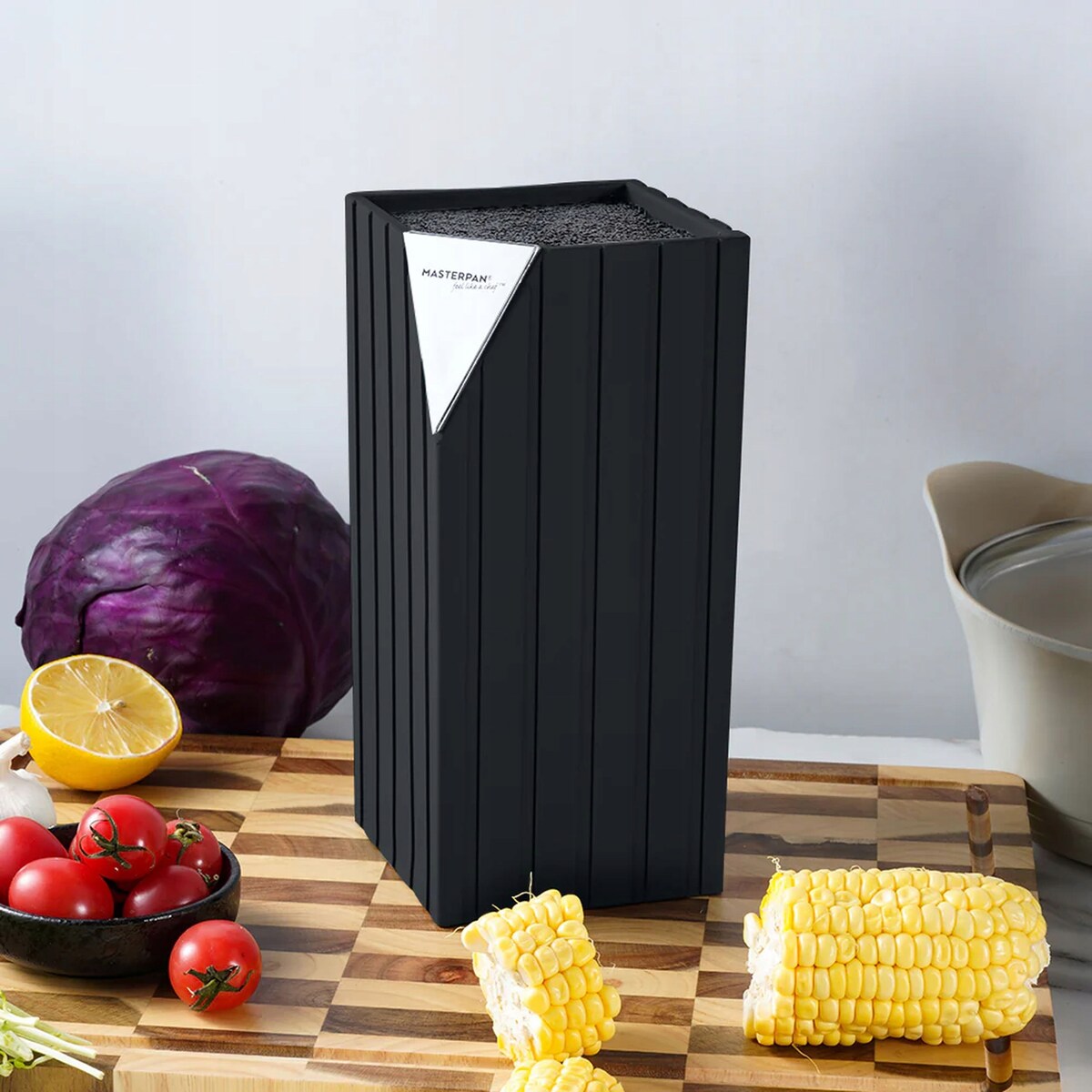 Blok Na Noże Kuchenne Stojak Uniwersalny Wkład Pręciki 22Cm Czarny