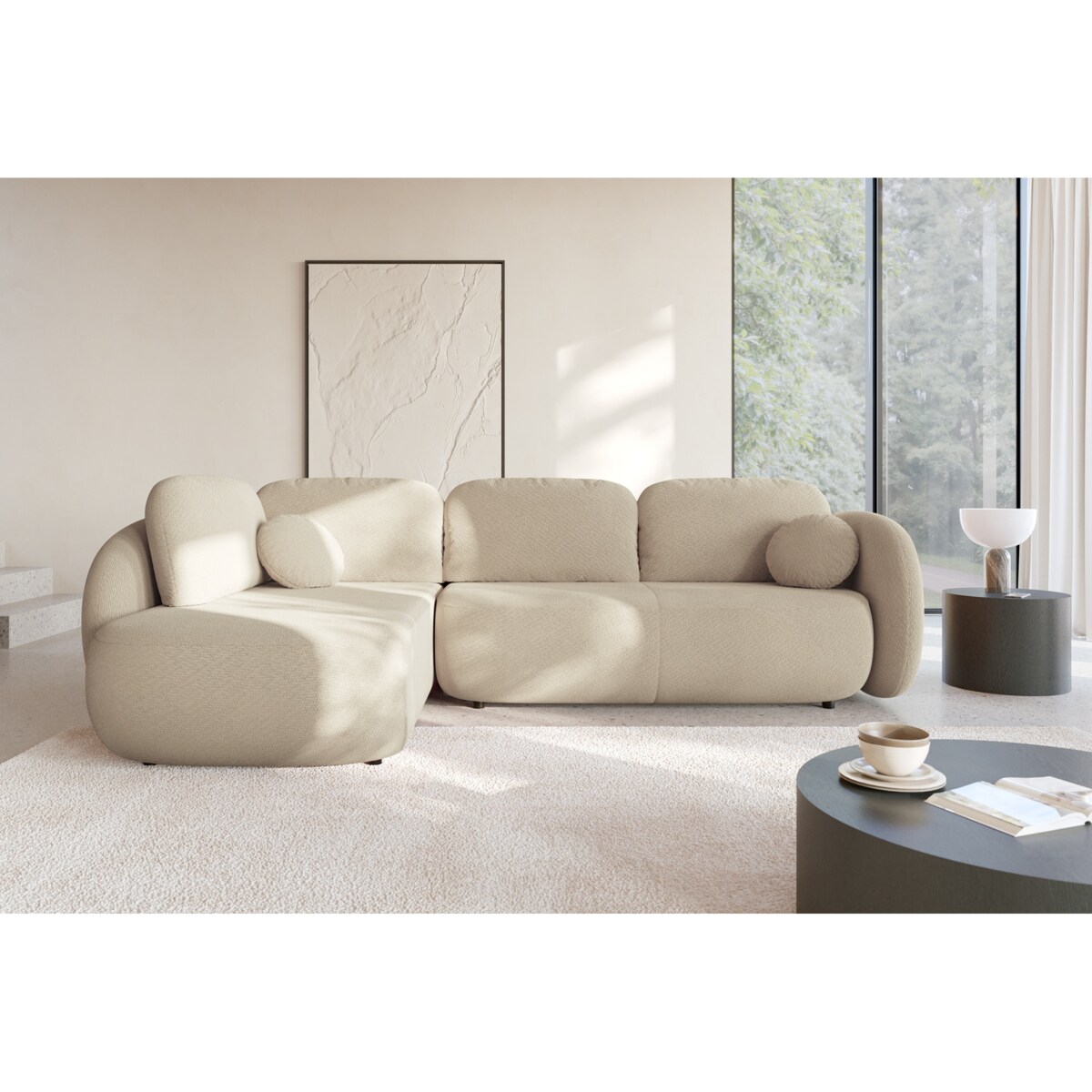 Nowoczesny Narożnik rozkładany OLIVIO II, lewy, beżowy