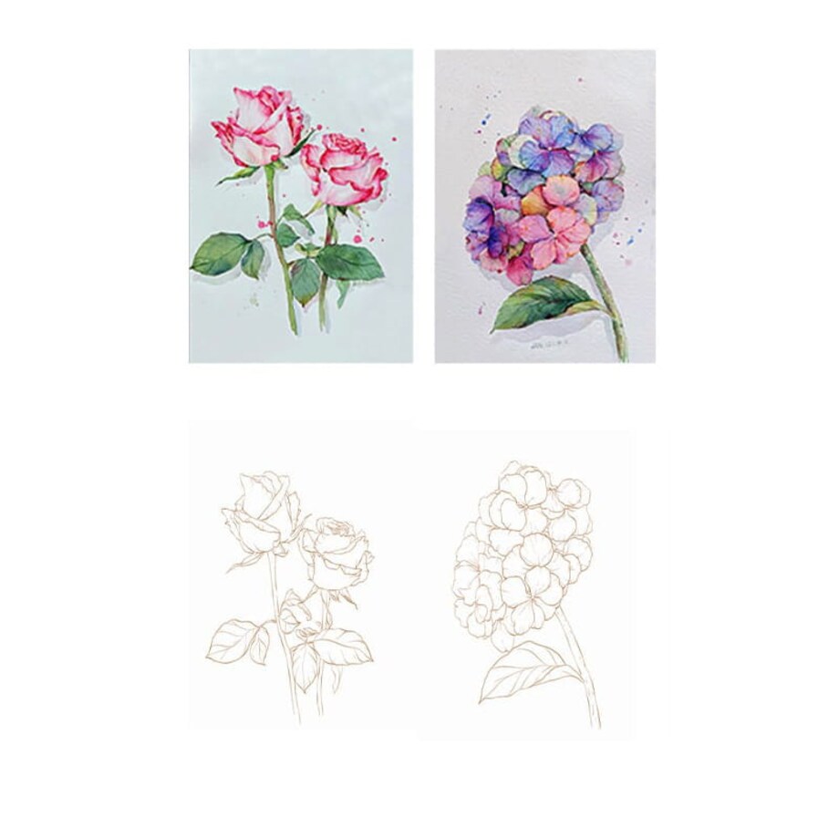 Malowanie akwarelą - Letnie kwiaty - 4 elementy