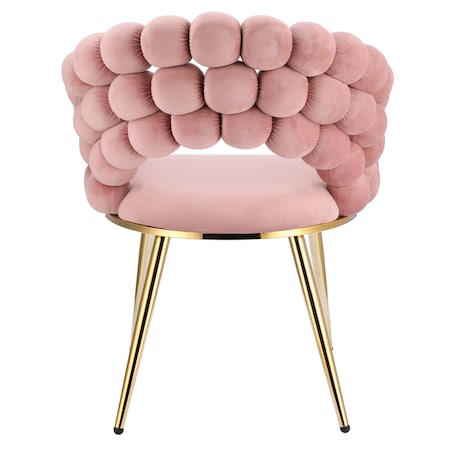Krzesło welurowe tapicerowane BELLA różowe