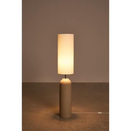 Lampa podłogowa z ceramiki i lnu Canela kremowa