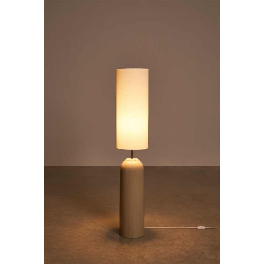 Lampa podłogowa z ceramiki i lnu Canela kremowa