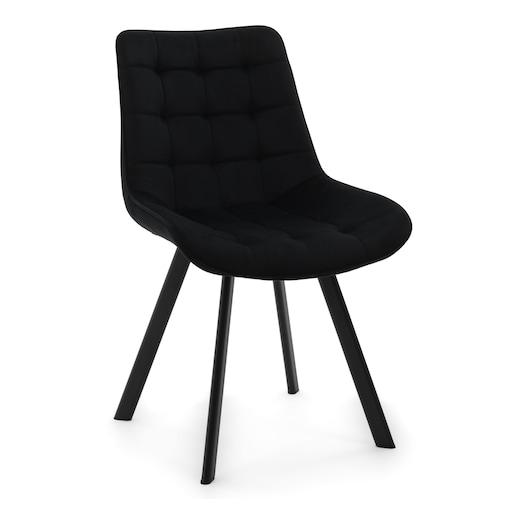 KRZESŁO TAPICEROWANE WELUROWE DO SALONU JADALNI GLAMOUR CZARNE TORI