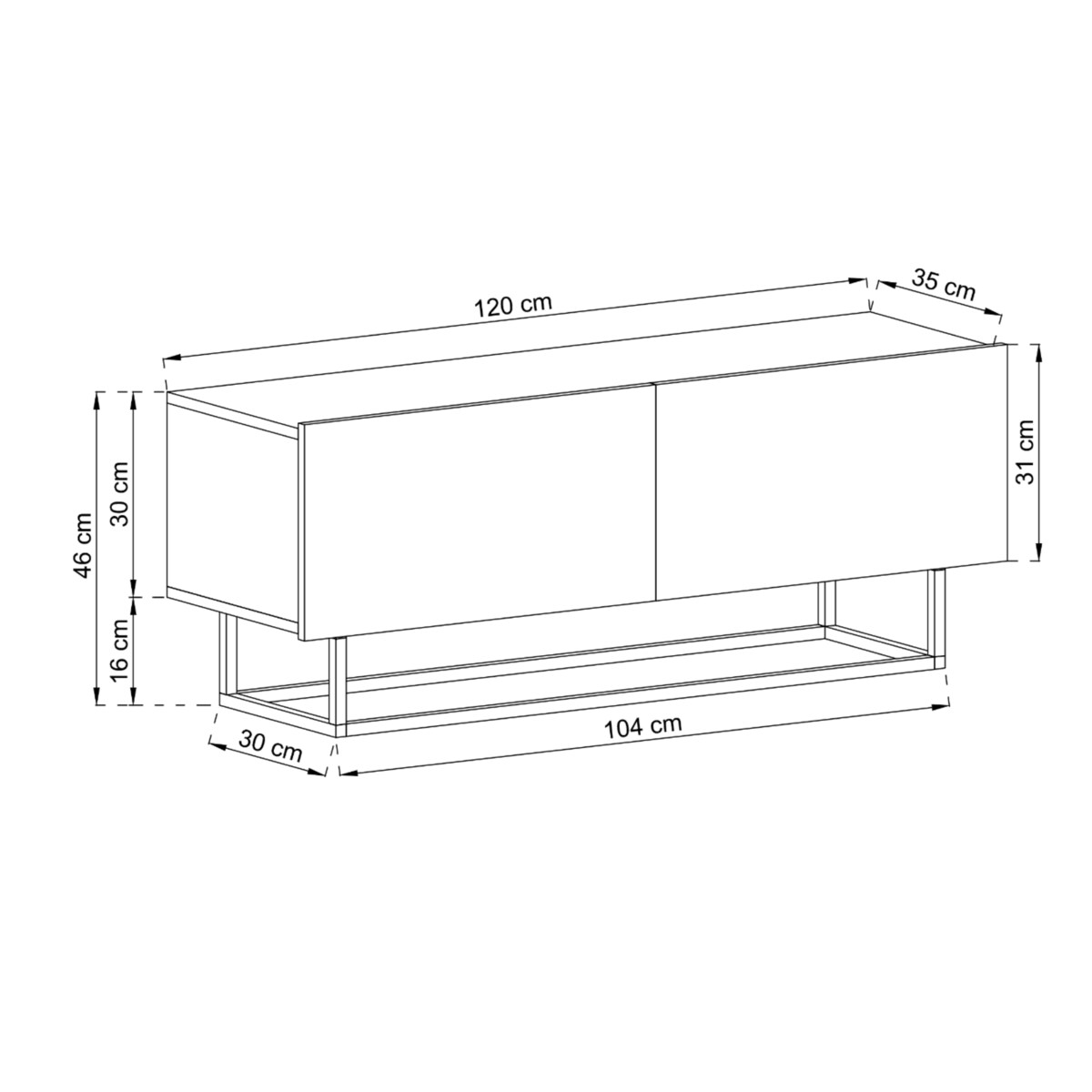 Szafka RTV Loft Industrialna Komoda RTV Dąb Artisan MAT 120 cm