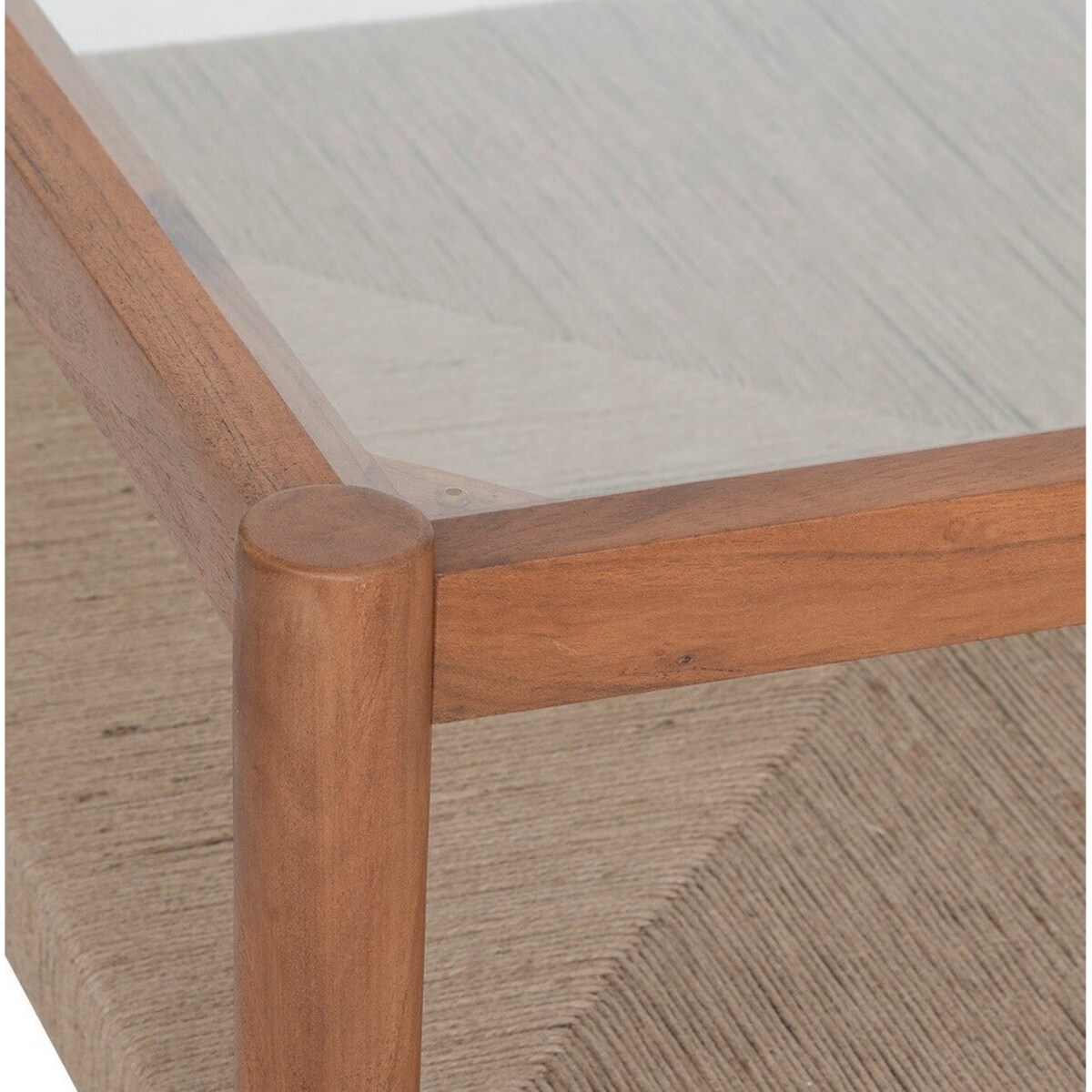 Stolik kawowy drewno akacji z plecionką 80x80 cm