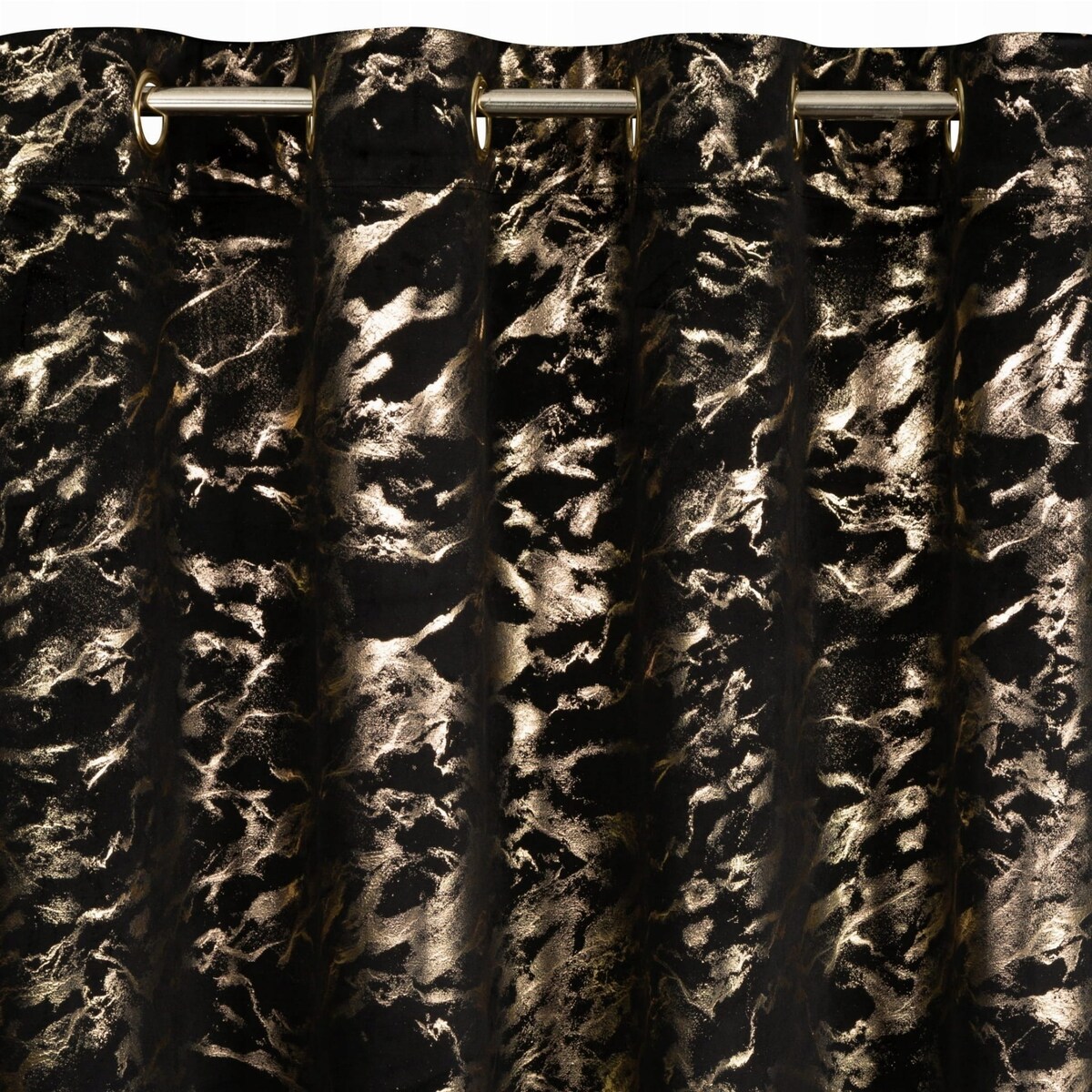 Zasłona Welwetowa 140x250 DORIS czarny+złoty Eurofirany Z Nadrukiem Gotowa