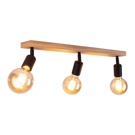 Drewniana Lampa Sufitowa BRITOP Lighting 3xE27 Max.25W Dąb Olejowany FSC z Detalem Czerni, Polski Producent, 1 szt.