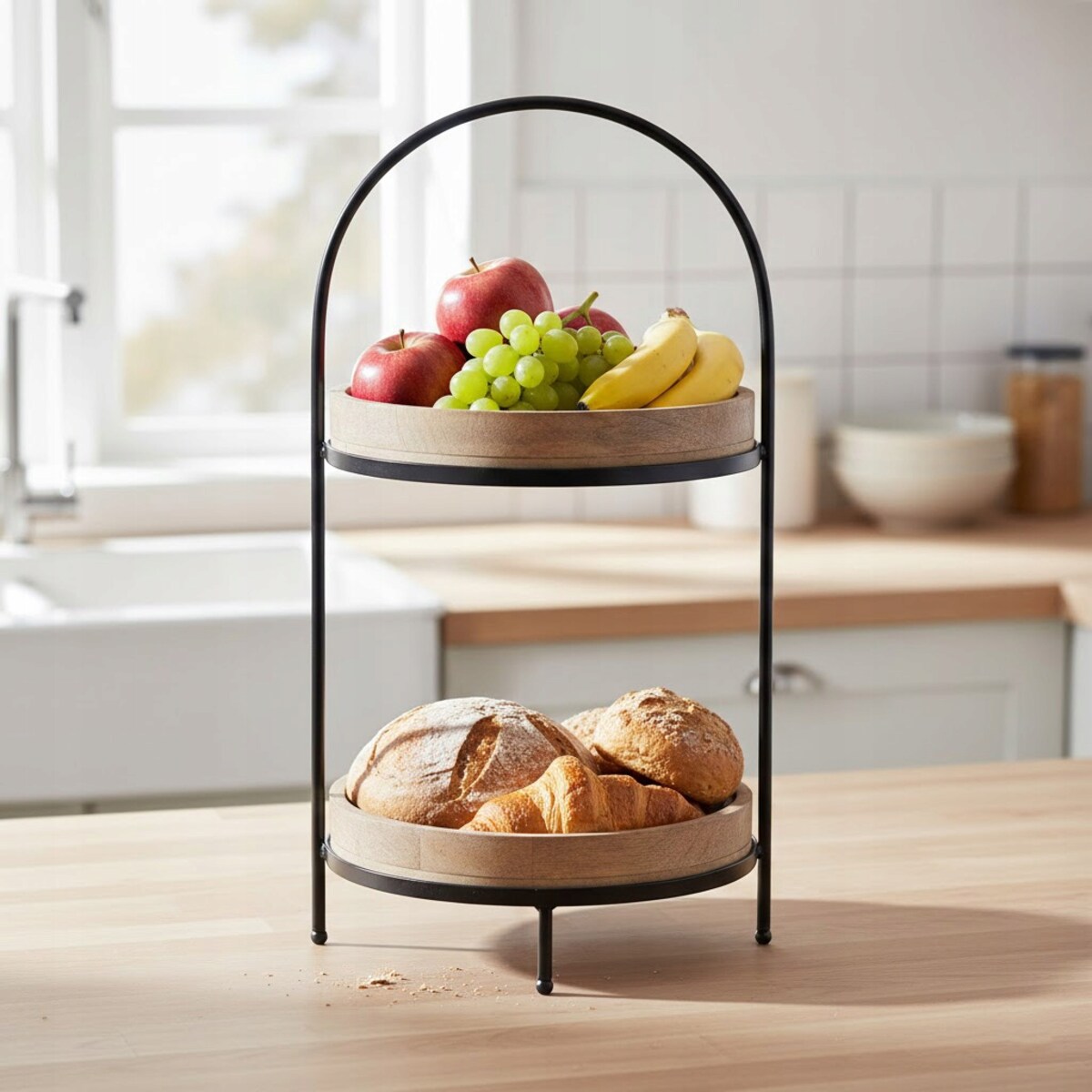 PATERA NA OWOCE 2 PIĘTROWA BABECZKI CIASTO DREWNIANA LOFT OZDOBA DEKORACJA