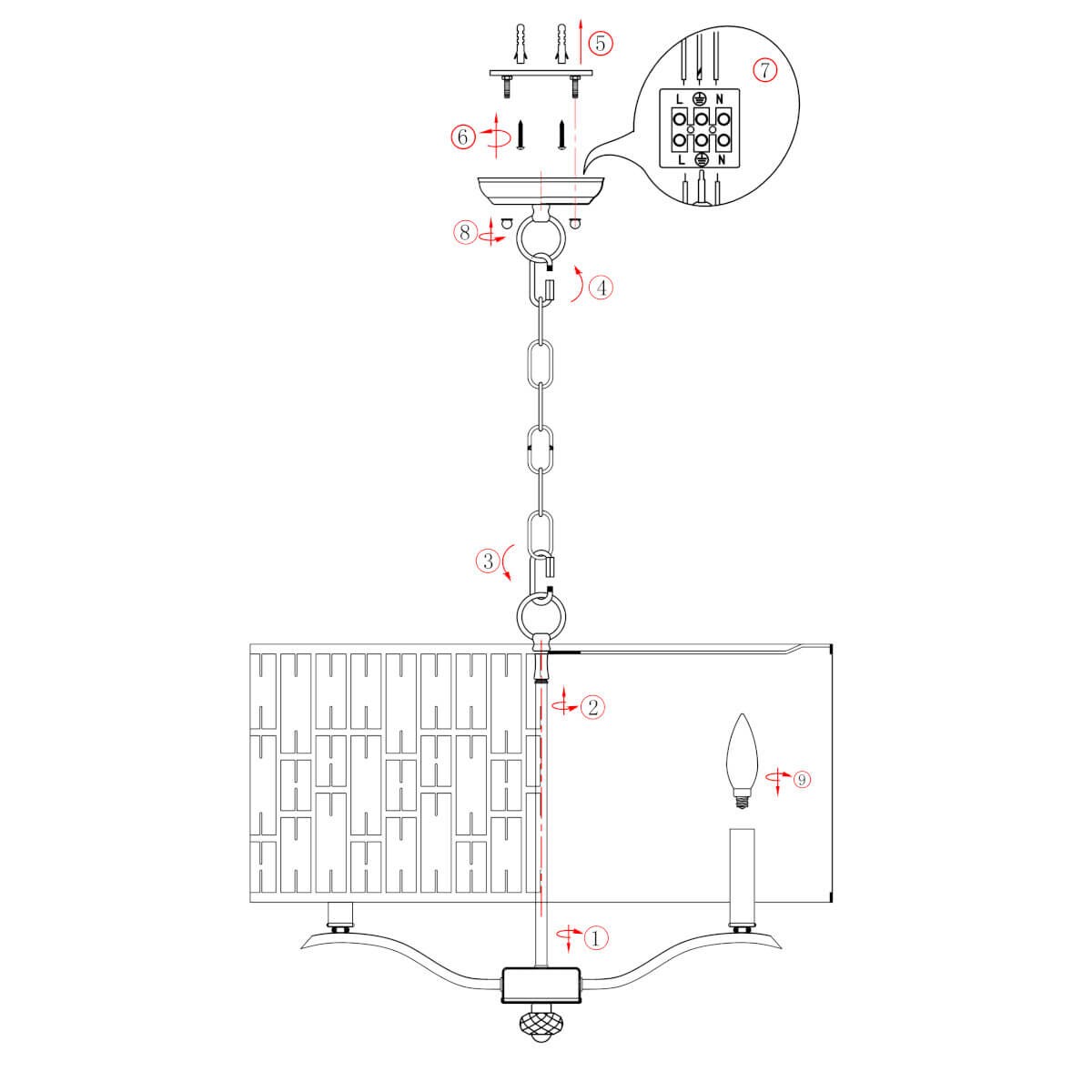 Wisząca lampa glamour Bele 69391 Endon kryształ czarny okrąg przezroczysty