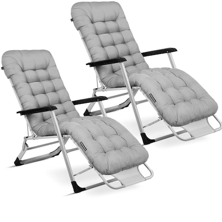 Leżak ogrodowy grawitacyjny z poduszką Sofotel składany fotel na taras balkon 2 szt.