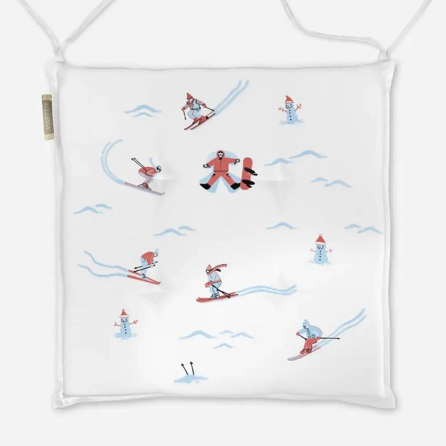 Poduszka świąteczna na krzesło - Narciarze