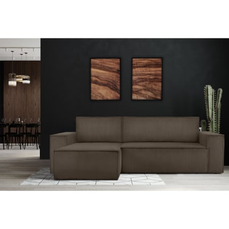 KONSIMO NAPI Uniwersalny narożnik z funkcją spania, brązowy, prawy/lewy