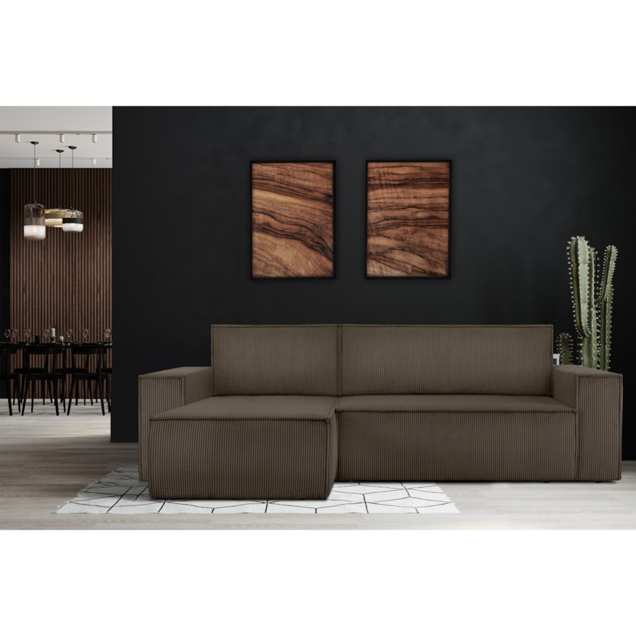 KONSIMO NAPI Uniwersalny narożnik z funkcją spania, brązowy, prawy/lewy