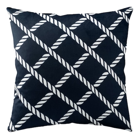 Poszewka dekoracyjna 43x43 granatowa w białe liny