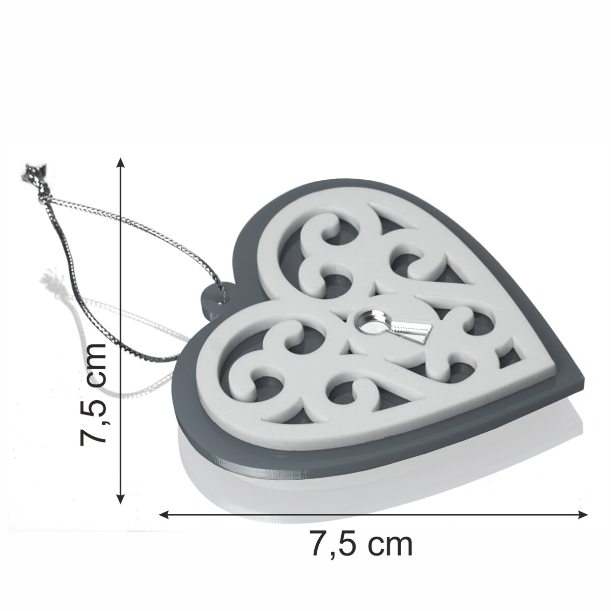 Dekoracja bożonarodzeniowa Serce Szare Ażur 6szt.