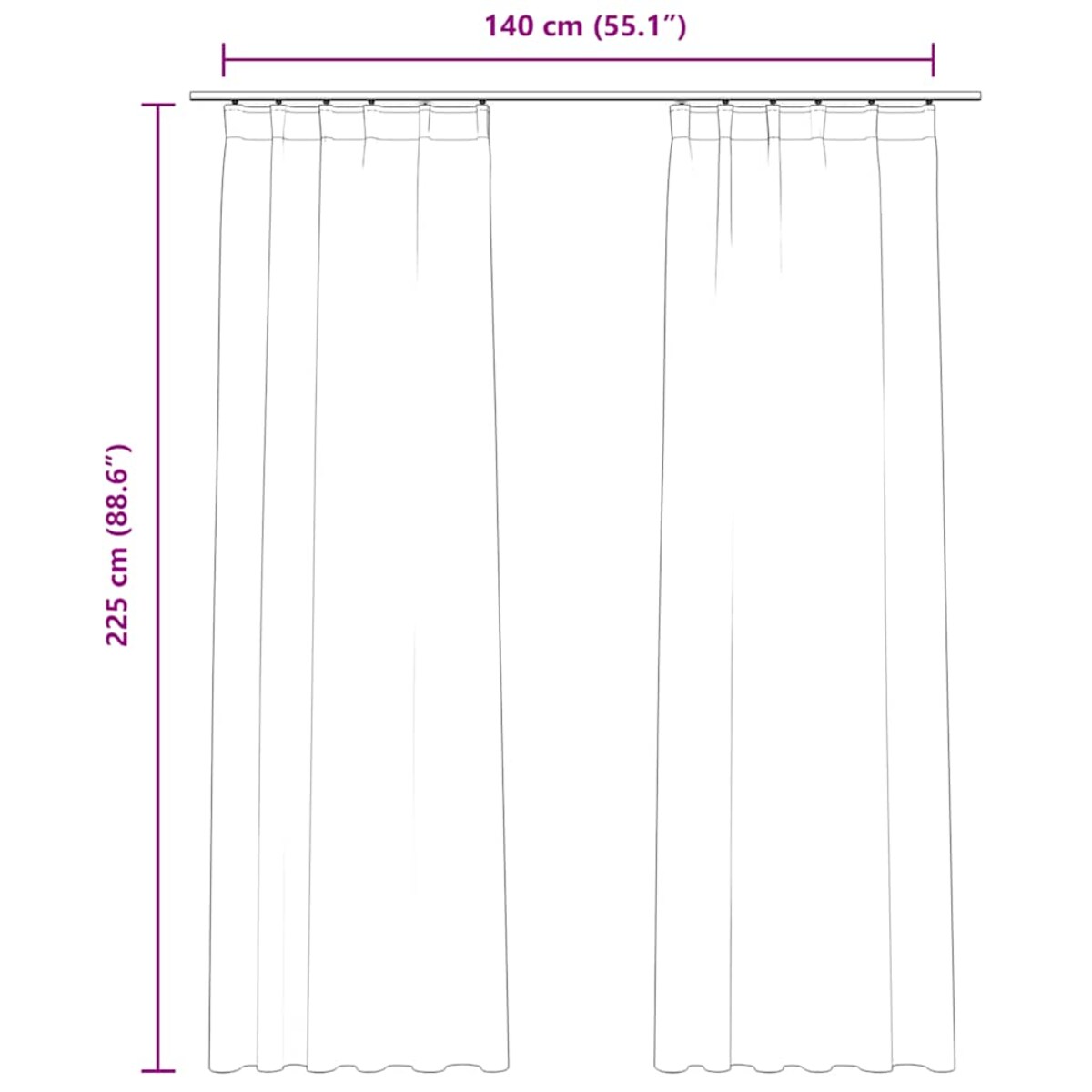 vidaXL Zasłony z haczykami, 2 szt., aksamitne, beżowe, 140x225 cm