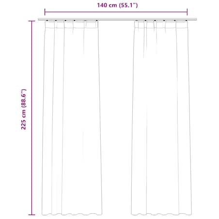vidaXL Zasłony z haczykami, 2 szt., aksamitne, beżowe, 140x225 cm