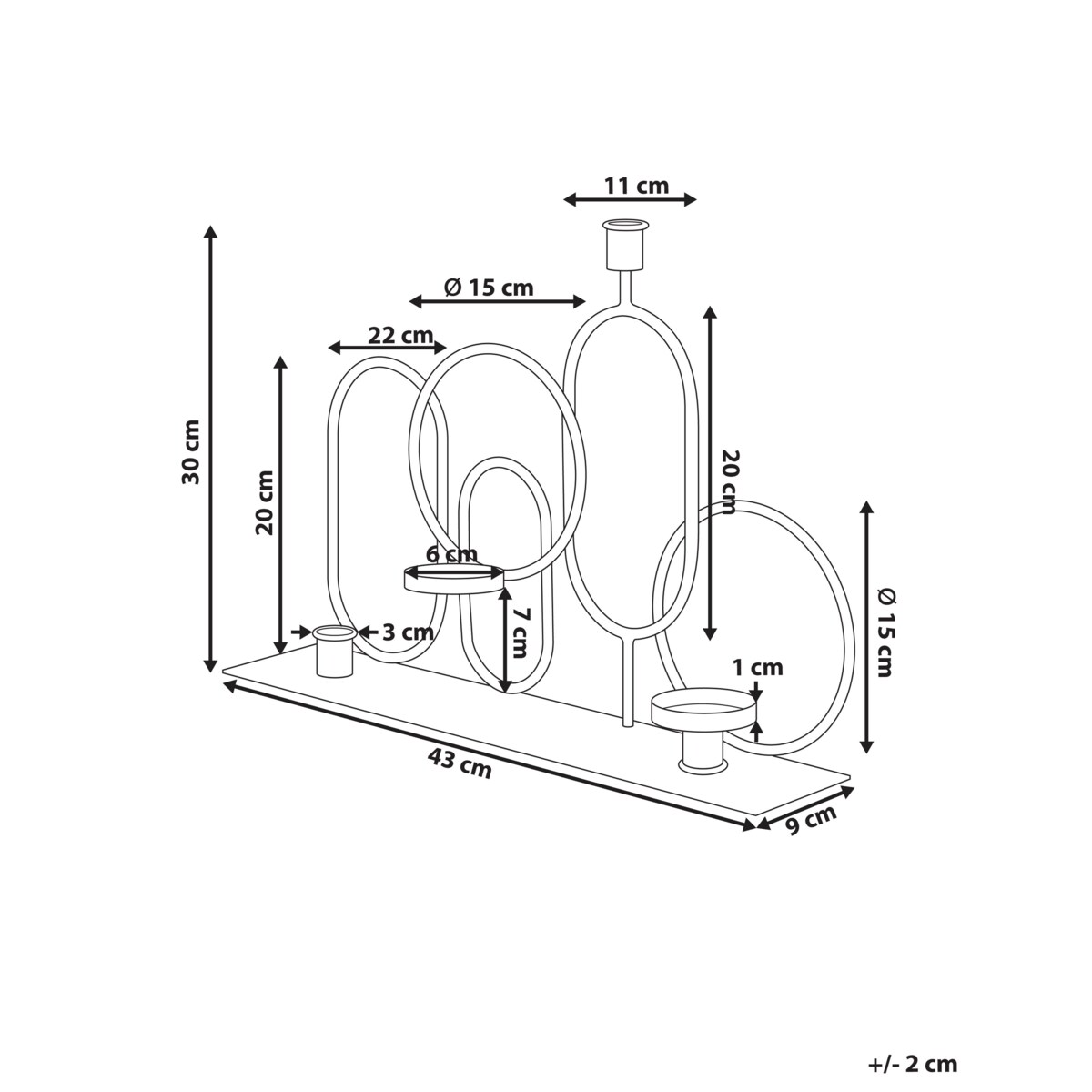 Świecznik COBH Metal 30 cm Czarny