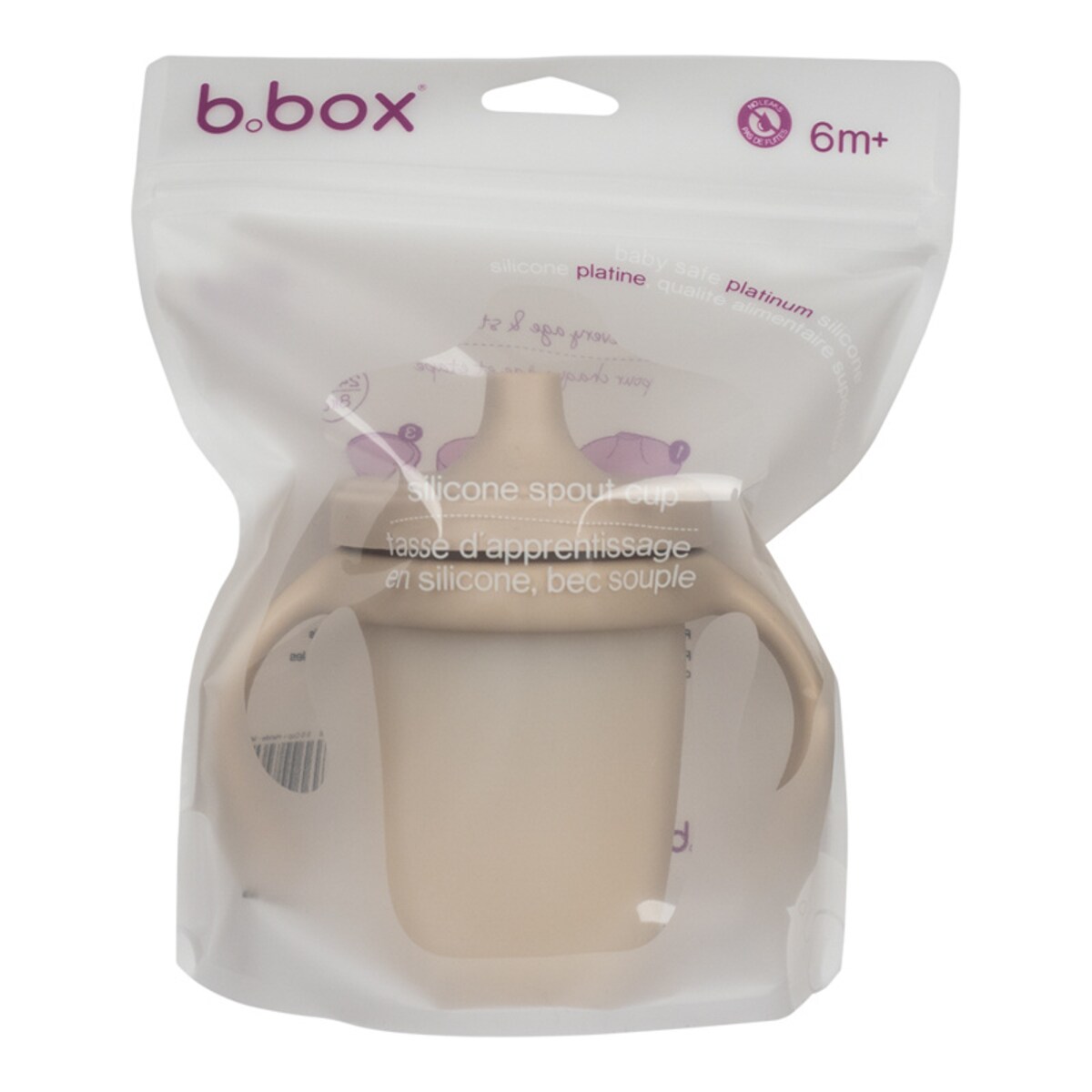 Kubek silikonowy z ustnikiem dla dzieci 6m+ do nauki samodzielnego picia latte b.box