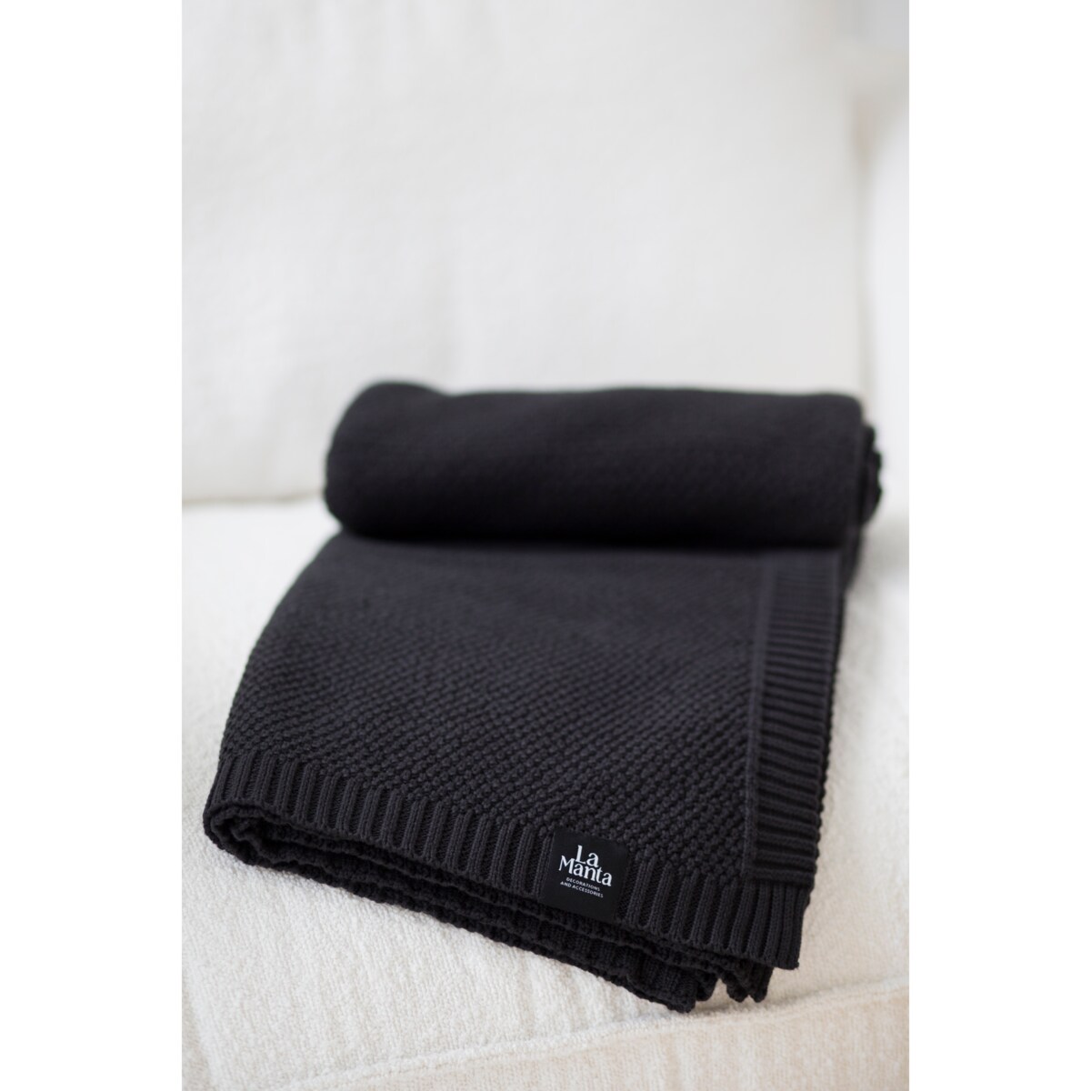 Pled pleciony grafitowy, 130 x 160 cm, La Manta