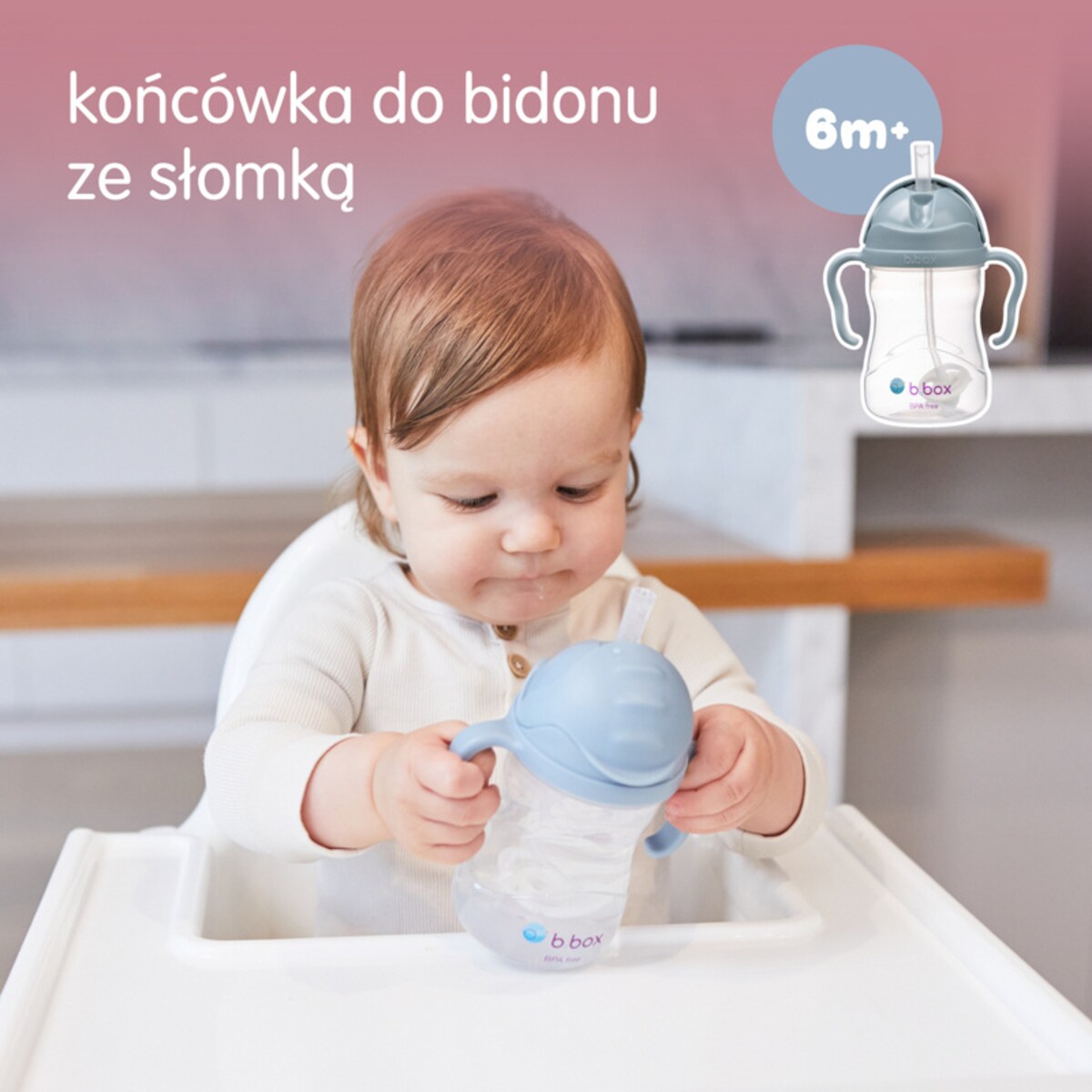 Zestaw 4w1 do nauki picia dla dziecka 240 ml od 3m+ do 12m+ błękitny b.box