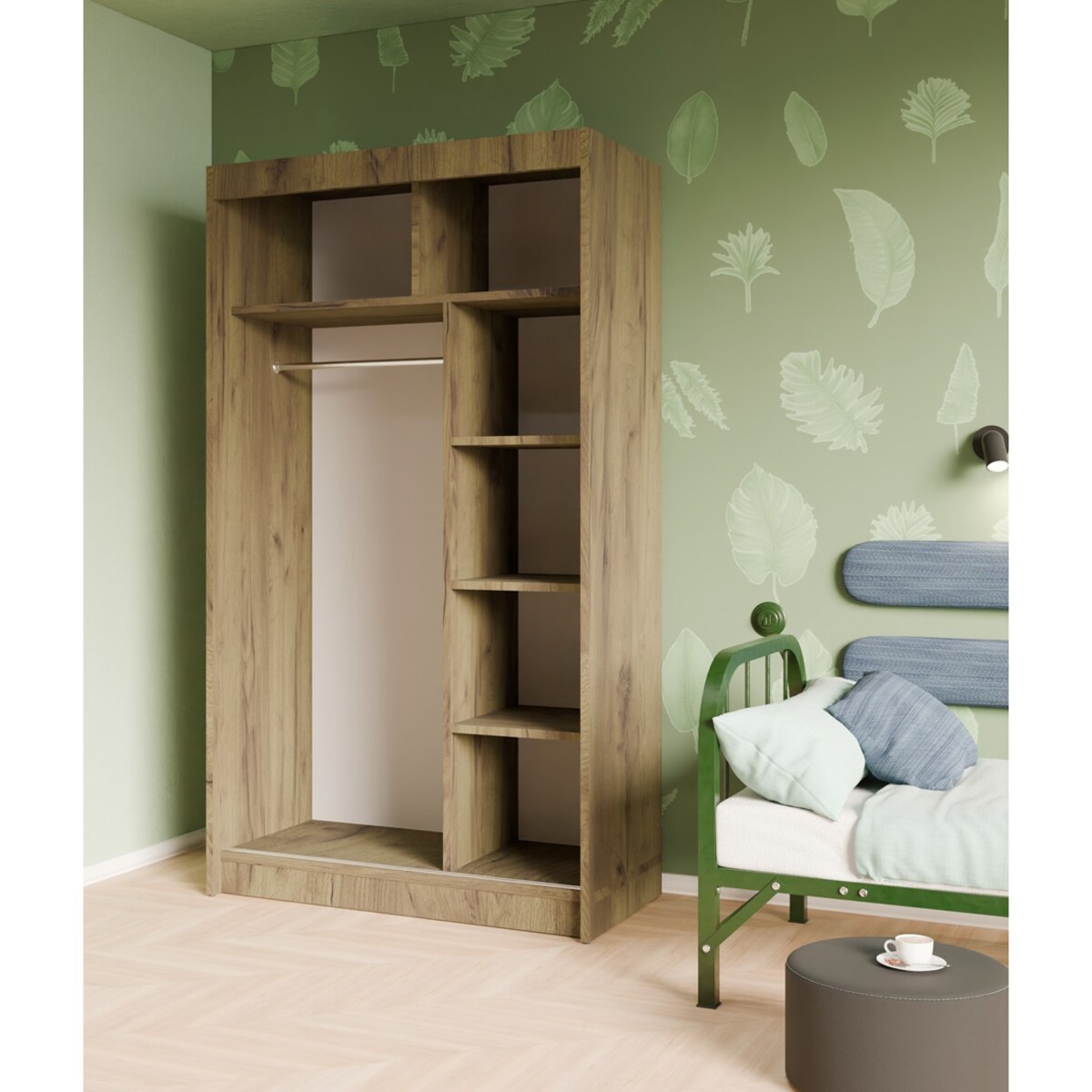 Szafa ryflowana, przesuwna 120-korpus craft zł.+front biały