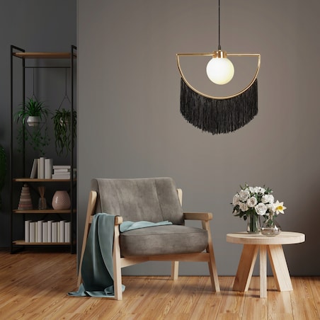 Lampa Sufitowa Wisząca Czarna Złota Glamour Gold