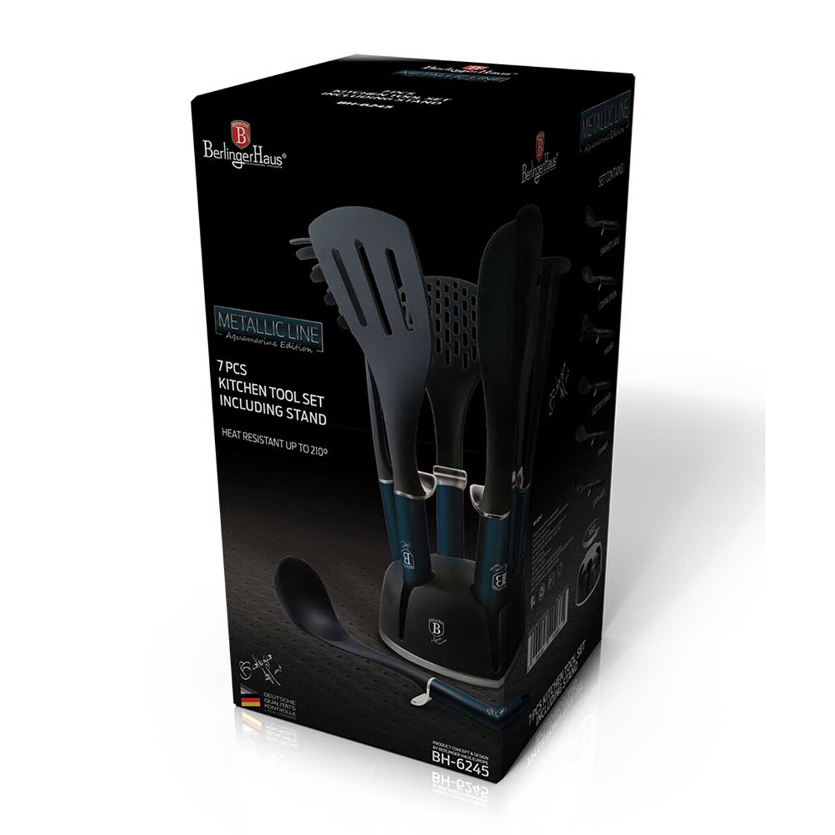 Zestaw 6 przyborów kuchennych w stojaku obrotowym Berlinger Haus BH-6245